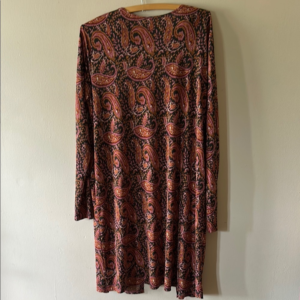 Paisley Print Long Sleeve sheer cardigan size medium